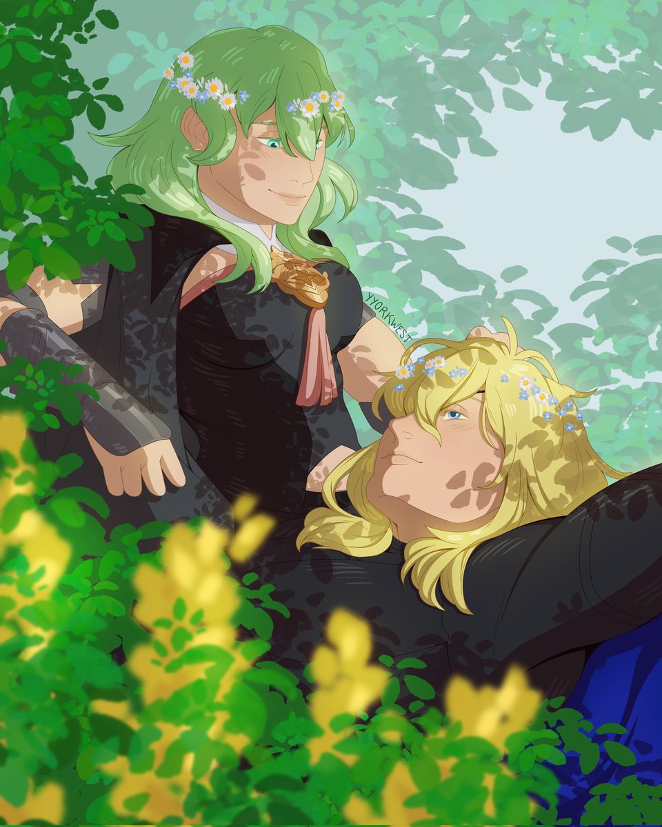 chamomile, forget-me-nots, and gorse - dimitri & his beloved for the #DimilethGardenGala event!! 
#fe3h #dimileth