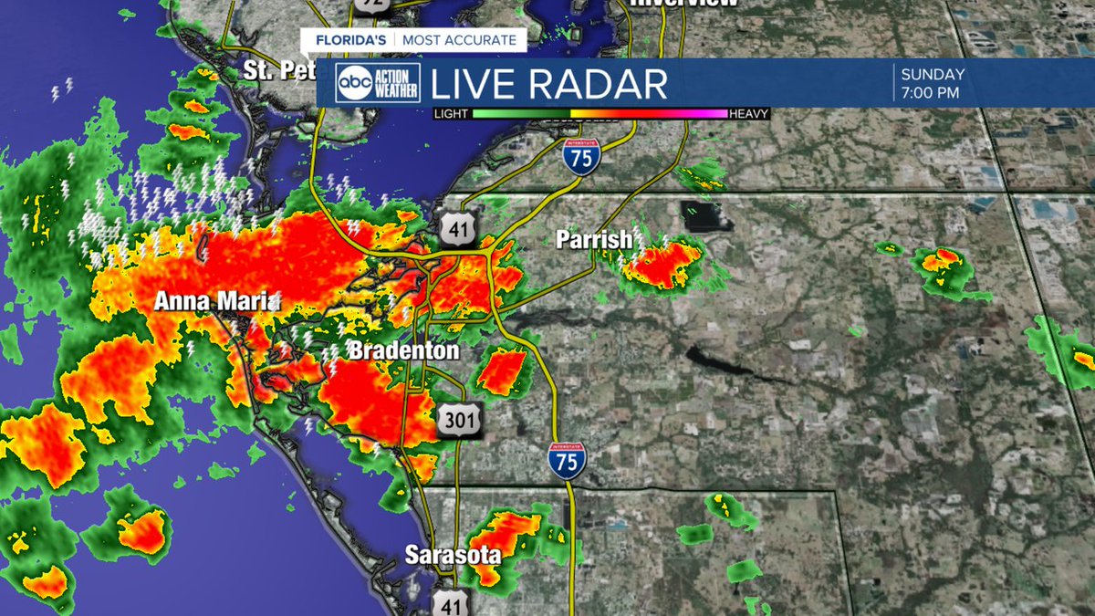 A Severe Thunderstorm Warning has been issued for parts of Tampa Bay until Jun 18 8:00PM. Download the ABC Action News App for the latest weather information.