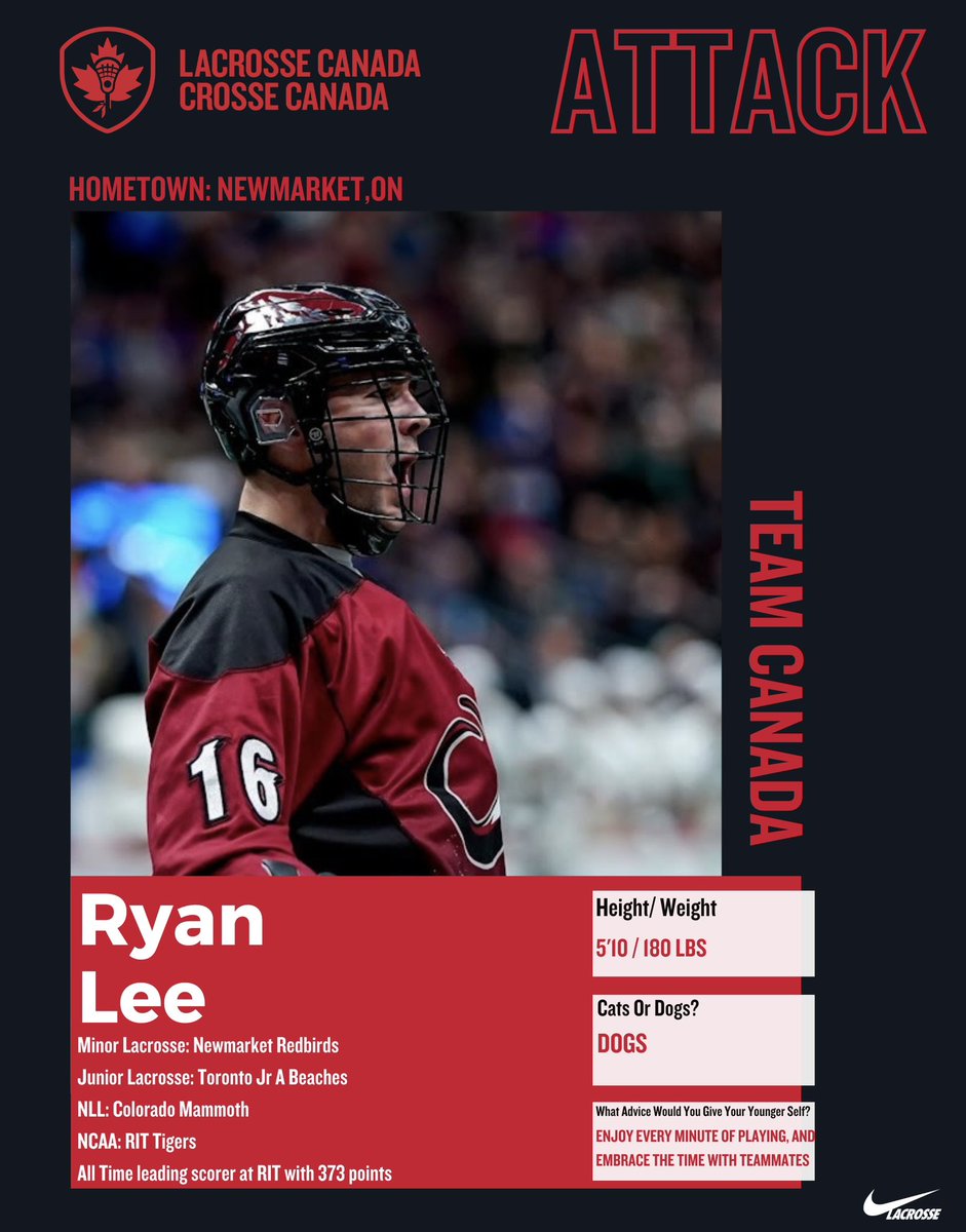 Only a few players left before we kick off in San Diego! Today the spotlight is on Ryan Lee. Ryan was a standout at RIT, and continued his success with the Colorado Mammoth. After missing a year due to injury, Ryan is ready to put the world back on notice in San Diego