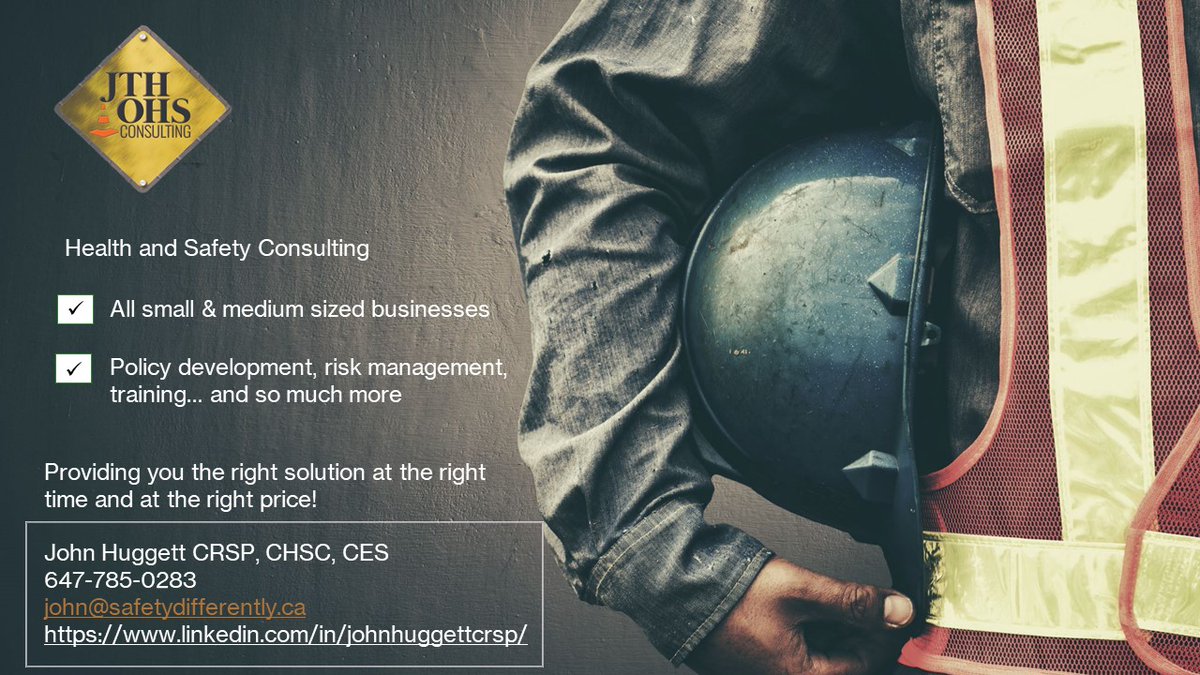 Safety_Always's tweet photo. Health and safety consulting for small and medium size businesses. Contact me for more information. https://t.co/K7ChTJCyOe