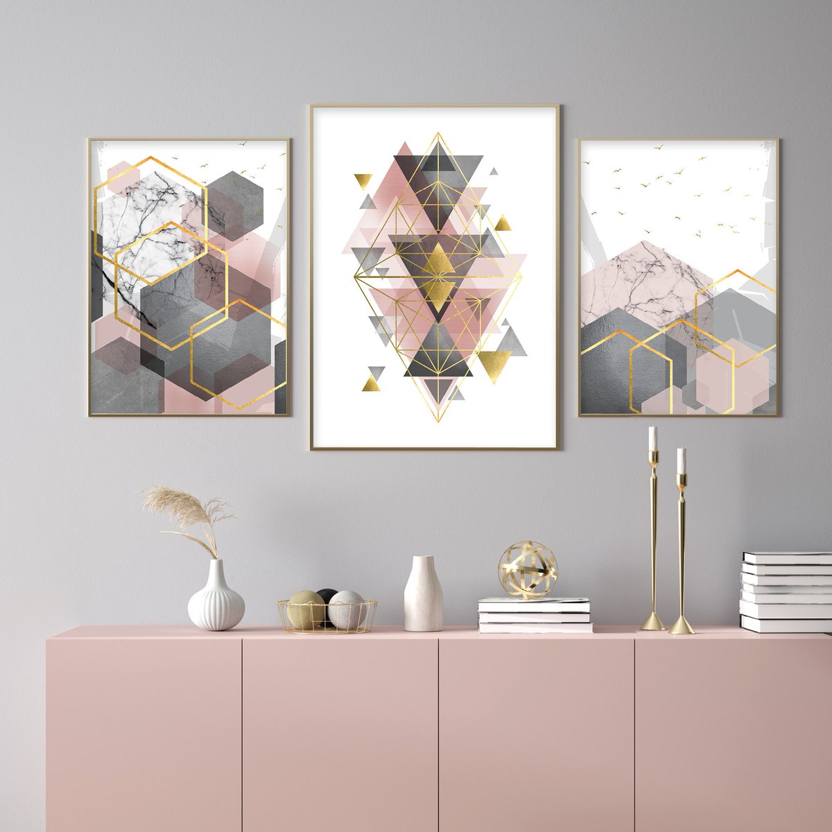 UrbanEpiphany_'s tweet photo. Best seller set of 3 in blush pink, gray and gold in my #etsy shophttps://etsy.me/46eugNR 
#pink #gold #bedroom #trendingnowart #popular #abstractgeometricart https://t.co/8natG4dghq