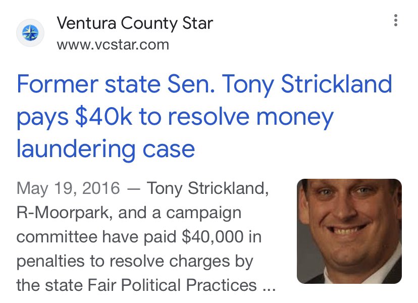 @Velveeta20 Mayor Strickland was found guilty of money laundering when he was an elected official in Ventura County

Now he's carpetbagged into Huntington Beach -- where no one knows his history -- trying to rehabilitate his tanked political career