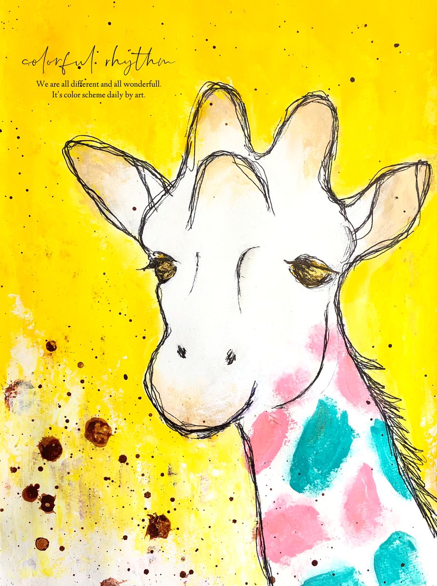 colorfulrhythm's tweet photo. 楽しさの中に
優���さがあり

優しさの中に
愛がある

そんな絵を
描き続けられる人で在りたい

#love
#giraffe
#art 
#painting 
#colorfulrhythm https://t.co/j2pibURsRL