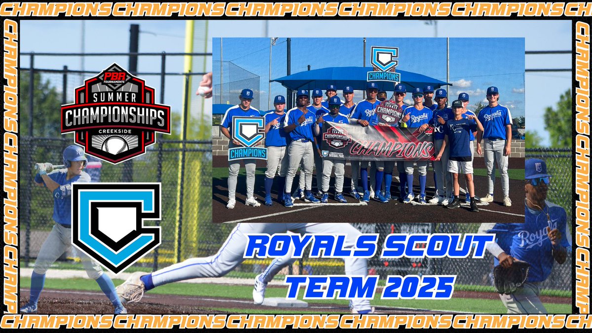 PBTKansasCity's tweet photo. 🏆Congratulations to the 2023, 16U Creekside Summer Championship Champions, @RoyalsScoutTeam 2025!! 🥇

Great weekend all around weekend for this squad, outscoring their opponents by 41 runs!

#WhyPlayAnywhereElse 
#PBRSummerChampionships https://t.co/gOeaKFGkDU