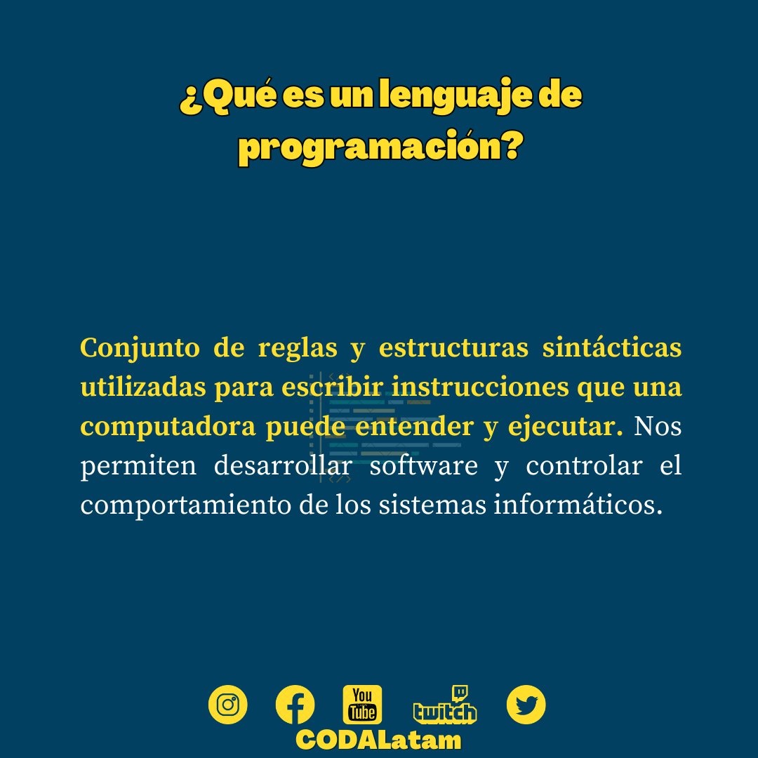 CODALatam's tweet photo. ALGUNOS CONCEPTOS BÁSICOS DE LENGUAJES DE PROGRAMACIÓN. 

¡SIGUE NUESTRAS REDES! https://t.co/GKeAGYttMI