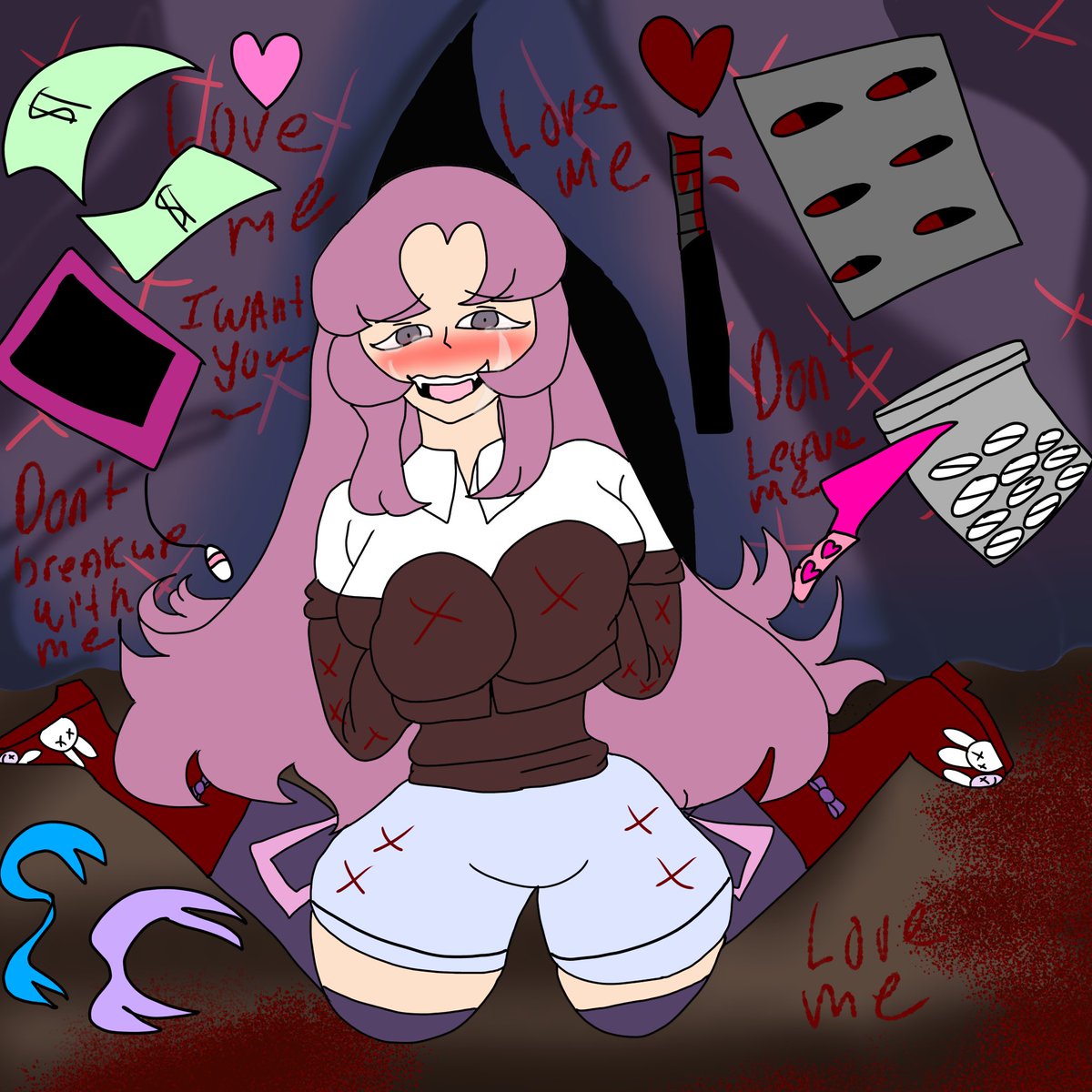 Here march

Wanna y/n to herself 
No one well 
She will force you if y/n leave her to someone else or break up 
She want you
She love you

Forever ~

Tw:
Unhealthy obsession 
Drug
Self harm
Unstable 
#OC #YandereOC