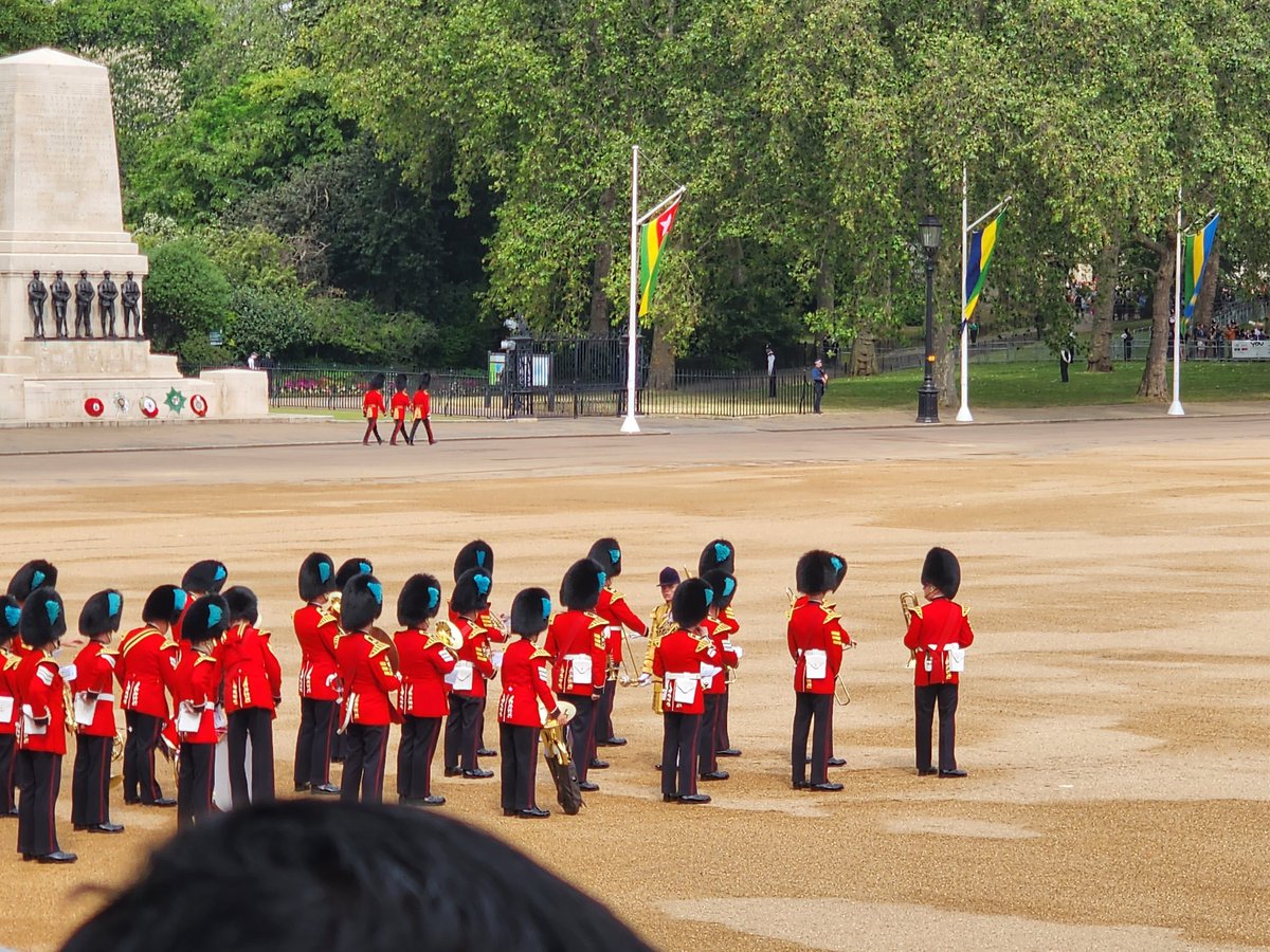 Honoured to have been been invited to the first #TroopingTheColour of HM The King Charles III who led the way riding on horseback. 
The magnificent parade marked as well the British sovereign's official birthday. Warm congratulations to HM The King! #Gabon