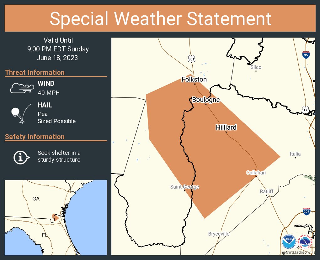 NWS Jacksonville on Twitter "A special weather statement has been