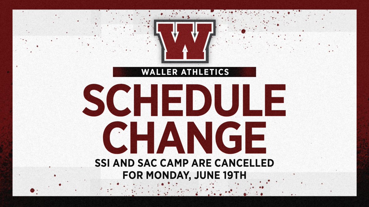 Hey, Dogs!!! We have a schedule change for SAC Camp this week! We will see everyone on Tuesday morning! #BulldogPride #WeAreWaller