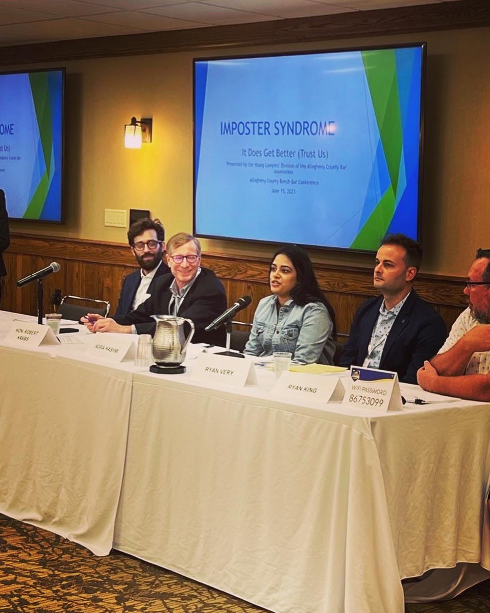 verylawpllc's tweet photo. @AlleghenyCoBar #BenchBar at @7SpringsPA was a blast. Our entire team brought their significant others. Proud platinum sponsors. Panelists on a talk about overcoming imposter syndrome. #lawyers #judges #litigation #eating #drinking #socializing #classes #relaxing #athletics https://t.co/zw1jC1bS4O