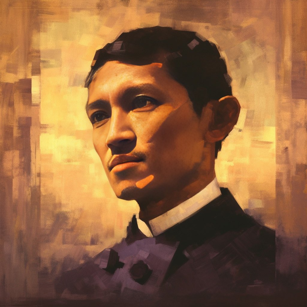 momblogger's tweet photo. Today , we celebrate the birth of one of the Philippines' most important figures, Dr. Jose Rizal. A doctor, writer, and revolutionary, Rizal was a brilliant man who used his talents to fight for the freedom of the Filipinos. (Image generated via #MidjourneyAI , #insightface ) https://t.co/5DxJtUPFuj