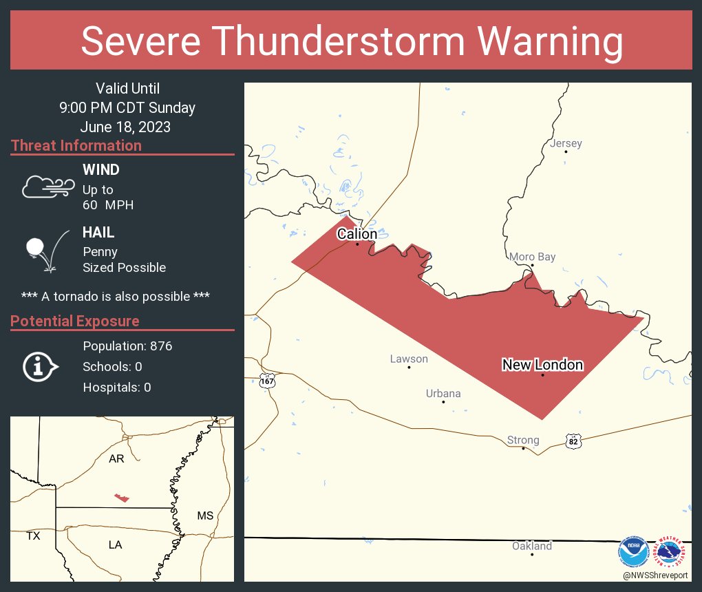 NWS Shreveport on Twitter "Severe Thunderstorm Warning including