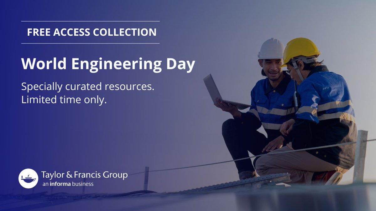 tandfSTEM's tweet image. Don&apos;t miss out on our World Engineering Day collection as free access is ending this month. Elevate your research with our exclusive resources.

Explore the collection here: spr.ly/6019OSYTd

#WorldEngineeringDay2023 👷