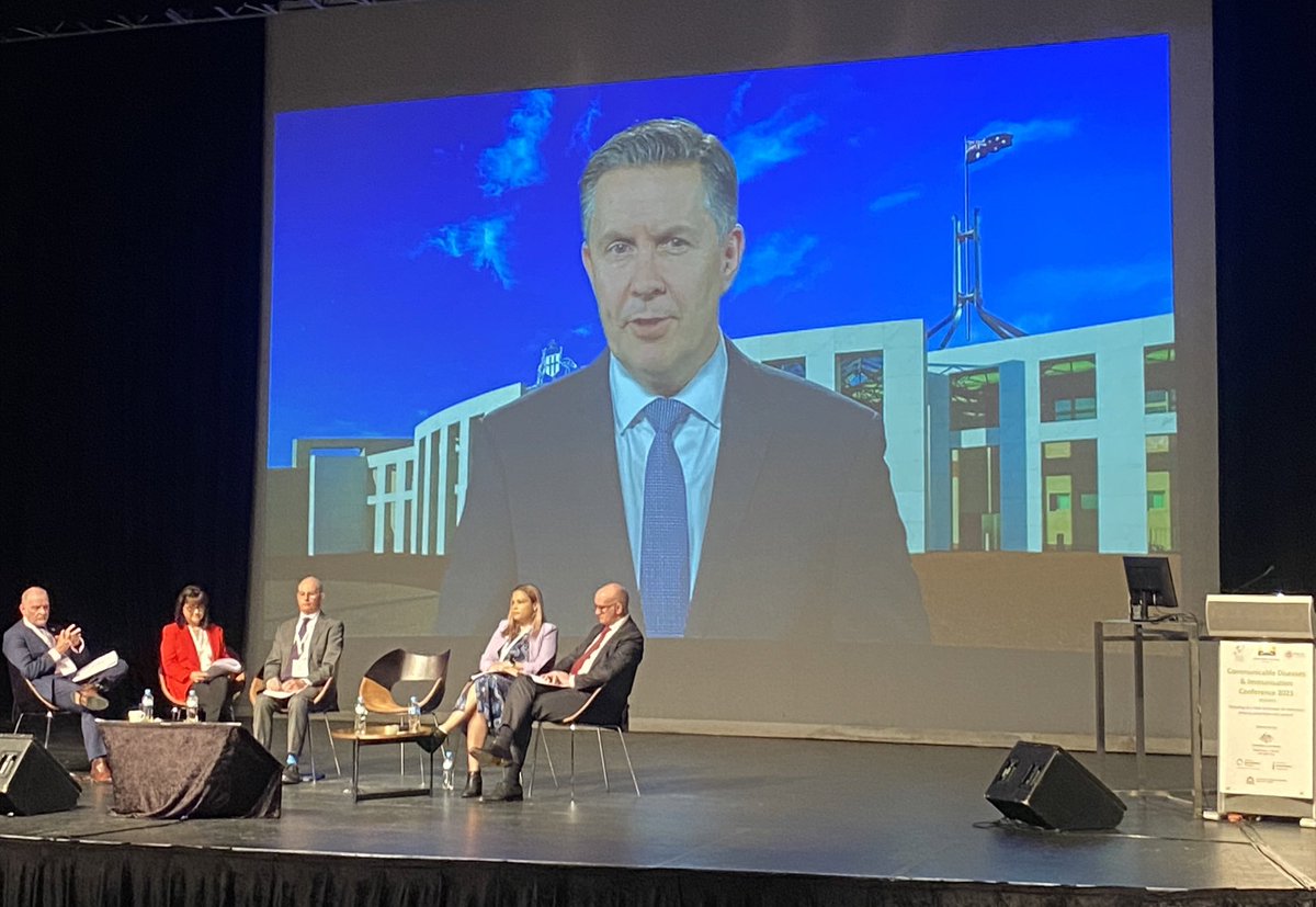 Belle Overmars (@belleovermars) on Twitter photo Great way to kick off the <a href="/_PHAA_/">publichealthaus.bsky.social</a> #cdic2023 in Boorloo (Perth) today - an update from the virtual Mark Butler about commitments from the Aus budget to make (1) vax delivery available through pharmacies and (2) shingles vax available for high risk community members Great way to kick off the <a href="/_PHAA_/">publichealthaus.bsky.social</a> #cdic2023 in Boorloo (Perth) today - an update from the virtual Mark Butler about commitments from the Aus budget to make (1) vax delivery available through pharmacies and (2) shingles vax available for high risk community members