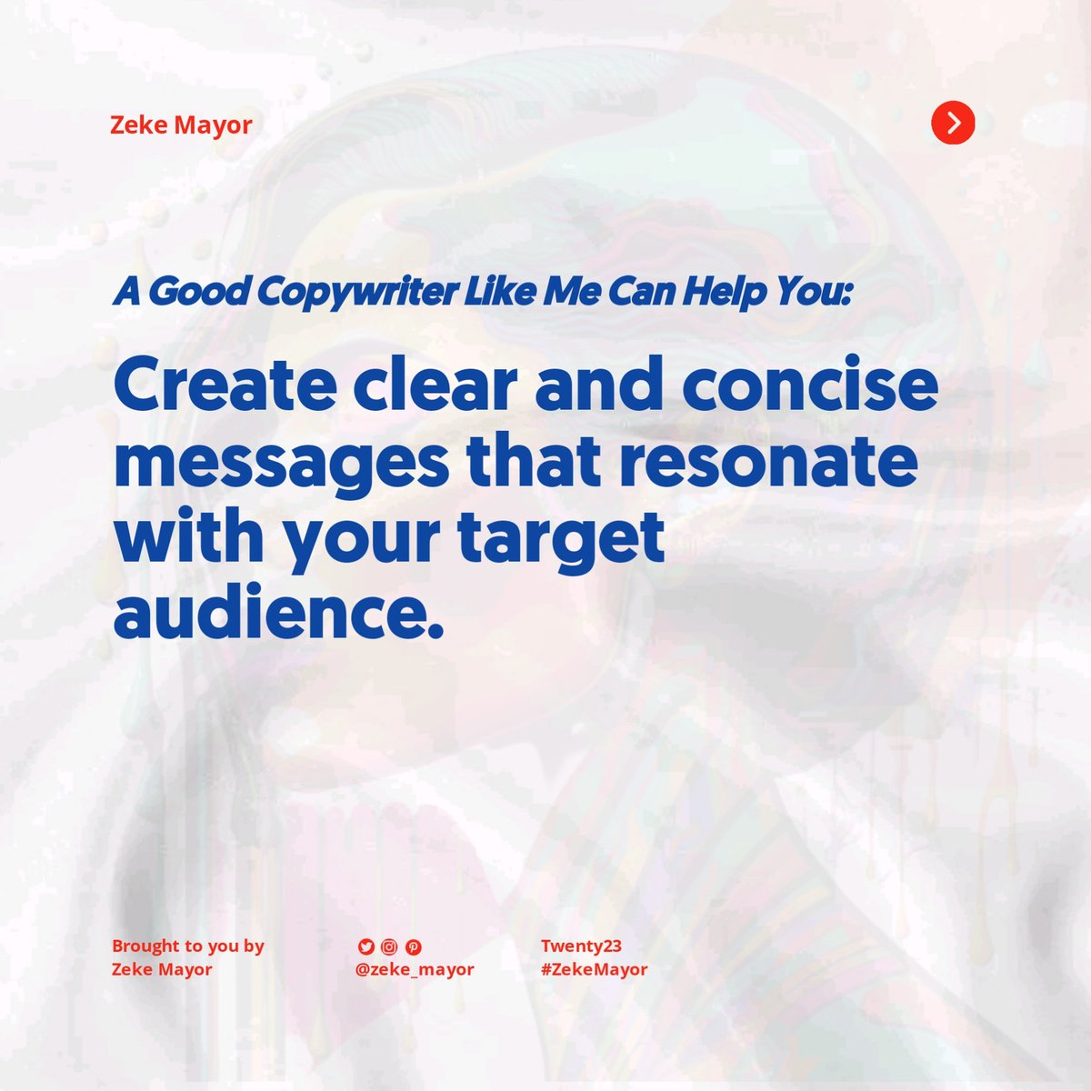 zekexton's tweet image. A good copywriter like me can help you:
Create clear and concise messages that resonate with your target audience. 

#ClearCommunication
#ConciseCopywriting #TargetedMessaging
#AudienceConnections
#EngagingCopy #CaptureAttention
#CreateImpact #SayMoreWithLess