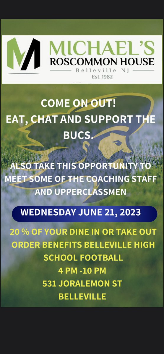 <a href="/belleville_bucs/">BELLEVILLEATHLETICS</a>  <a href="/CoachAntab/">Brian Antab</a>  <a href="/BucsFacility/">Belleville Indoor Training Facility</a> 
Come out this week and support the football team