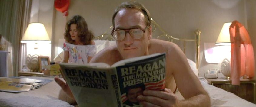 The dad from Poltergeist reading a Reagan biography right before his perfect middle class American life is ruined