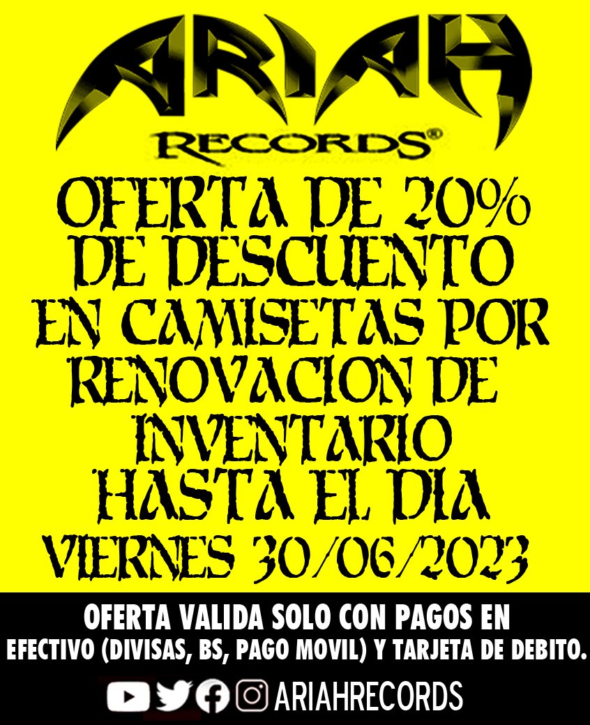 Oferta de 20% de descuento en camisetas por renovación de inventario hasta el viernes 30/06/2023
