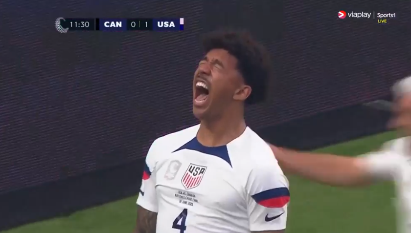 Crystal Palace defender Chris Richards scores his first international goal. #CANvUSA @eastmamba