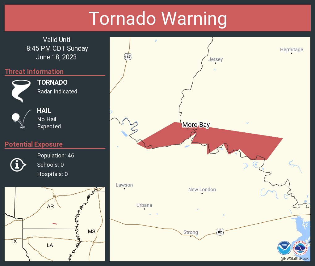 NWS Tornado on Twitter "Tornado Warning continues for Moro Bay AR