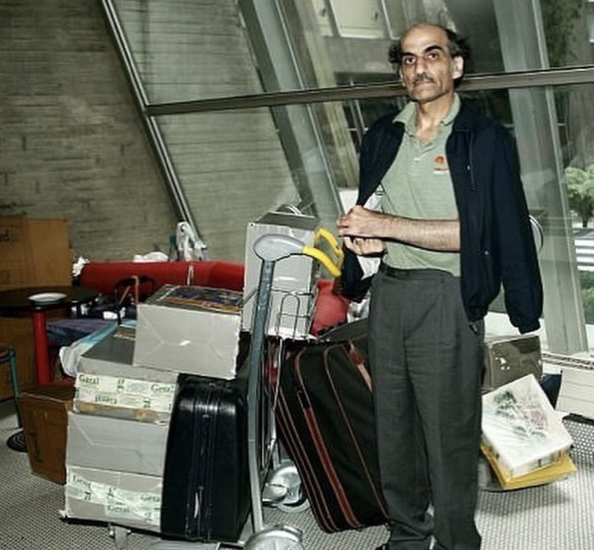 The Man Who Was Stuck in an Airport for 18 Years. Mehran Karimi Nasser (born 1946), also known as Sir Alfred Mehran, is an Iranian refugee who lived in the departure lounge of Terminal One in Charles de Gaulle Airport from August 26, 1988, until July 2006 when he was