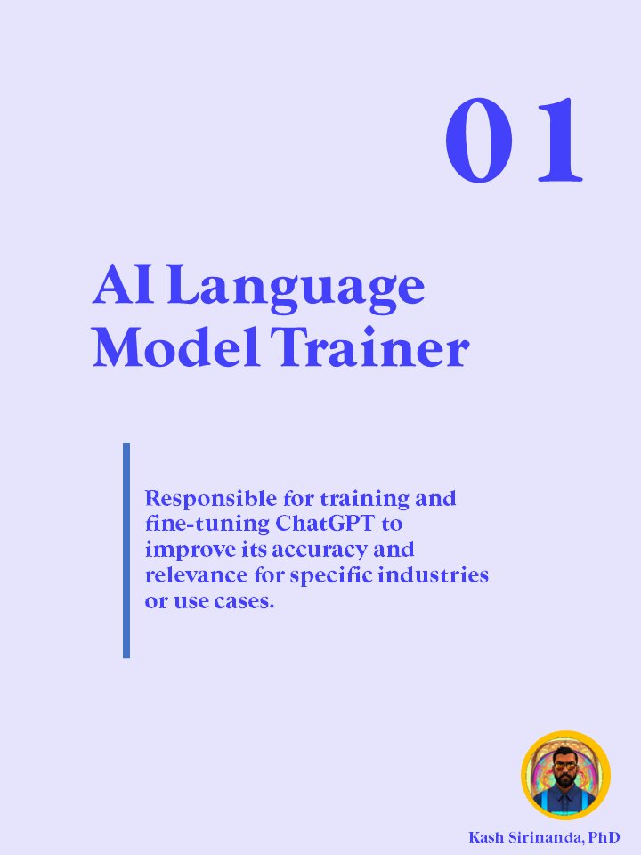 1. AI Language Model Trainer

#VirtualAssistant #IntelligentAssistant #SmartAssistant #LanguageAI #AItechnology #AIresearch #AIinnovation #AIdevelopment #AIindustry #AIapplications #AIsoftware #AIprogramming #AIautomation #AIvoice #AIchatting #AIassistants