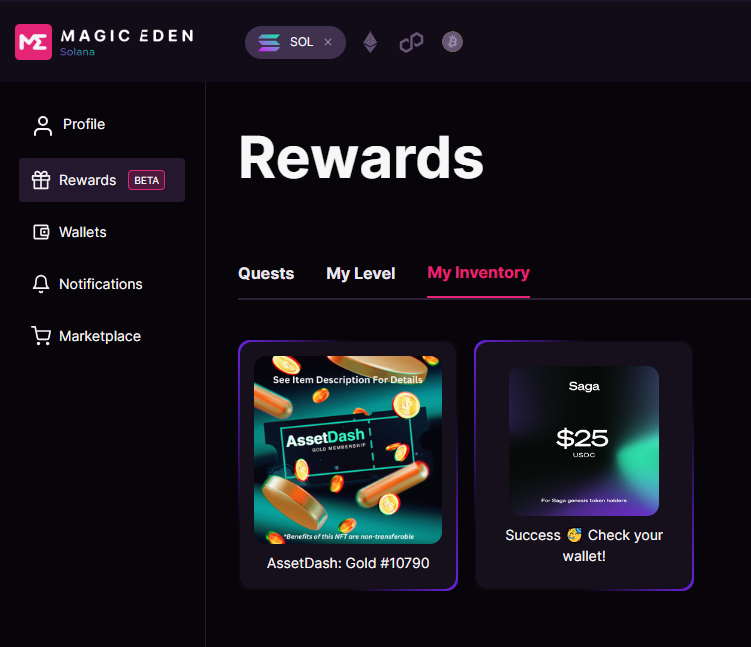 LegallyKiwi's tweet photo. Forgot that I had a Saga Reward @MagicEden. can't complain about a W !! @solanamobile #MERewards https://t.co/txuSWF51HG