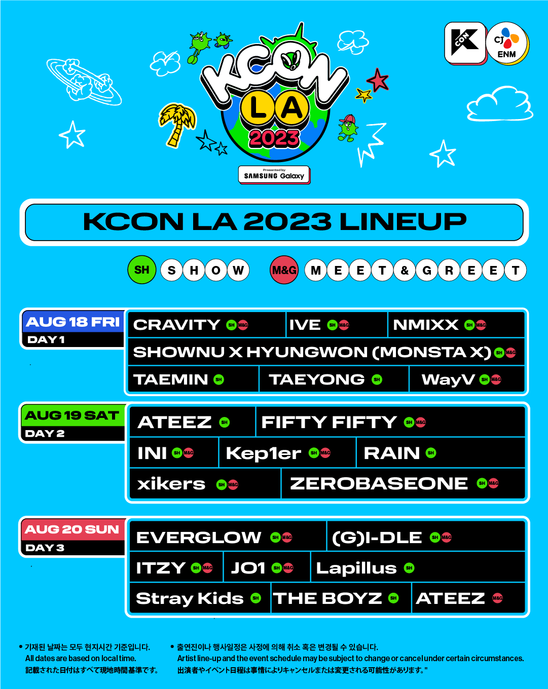 KCONUSA on X: [#KCONLA2023] DAILY LINEUP 🎟 𝗣𝗿𝗲𝘀𝗮𝗹𝗲 JUNE 21(WED)  12PM(PDT)~JUNE 22(THU) 10PM(PDT) ➡︎ Join MPSP  🎫  𝗚𝗲𝗻𝗲𝗿𝗮𝗹 𝘀𝗮𝗹𝗲 June 23(FRI) 12PM(PDT) PREMIUM, SHOW 2PM(PDT) M&G,  CONVENTION ➡︎