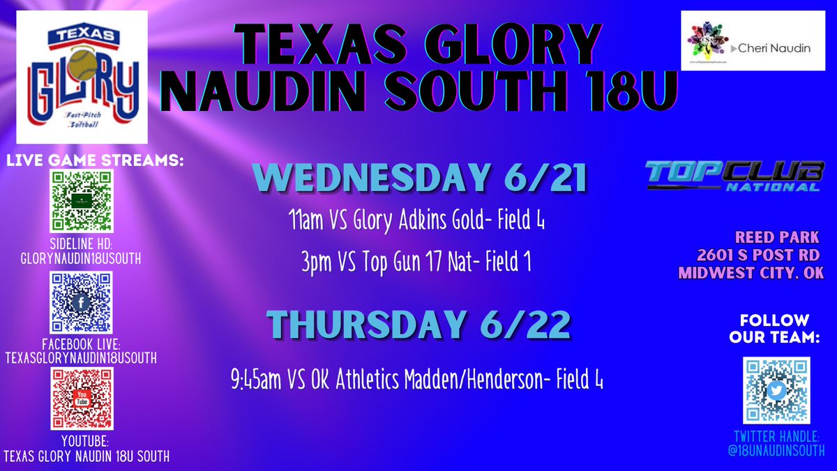In 3-2-1…it’s game day again at the Top Club Nationals 2023 in OKC!! Catch us live at Reed Park on Wednesday &amp; Thursday!! 

Games will be streamed via <a href="/sidelinehd/">sidelineHD</a>  to our Fb &amp; YouTube channel listed below!!👇👇#TeamCSA #TGN <a href="/CSA_Athletes/">Collegiate Sports Advocate (CSA)</a> <a href="/castillaJaime5/">Jaime Castilla</a>