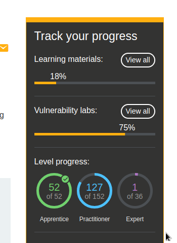 heftamayo's tweet photo. it feels great to keep working on improve yourself: from 50% to 75% a lot of things happened: blockers such as personal situations, a surgery, time to recover, etc, even though, we are here still fighting for learning more, let's do this! #burpchallenge #portswigger #hacking https://t.co/TjomsuXKuW