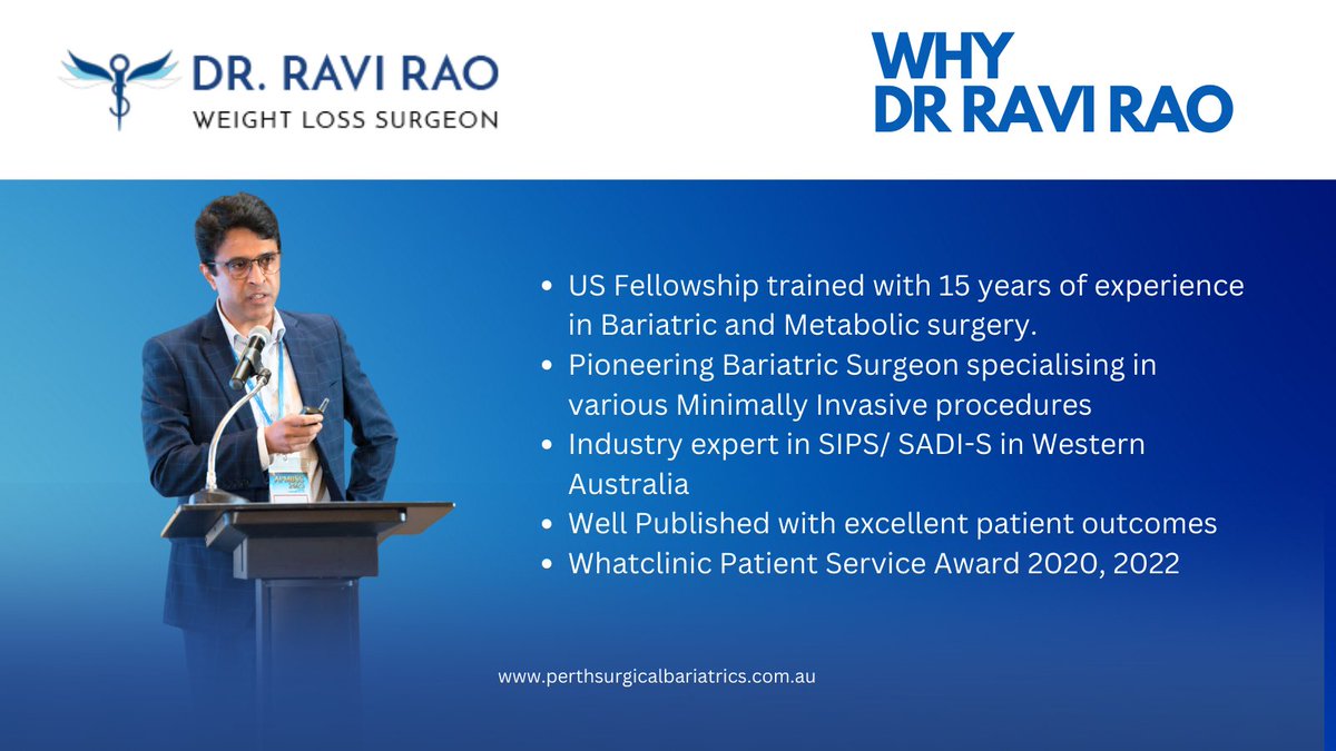 Dr. Ravi Rao is a pioneering #bariatricsurgeon with a remarkable success record in weight loss, general surgery, and revisional procedures. He has been a name to reckon with for over two decades, bringing a wealth of experience in the field. #DrRaviRao #PerthSurgicalBariatrics