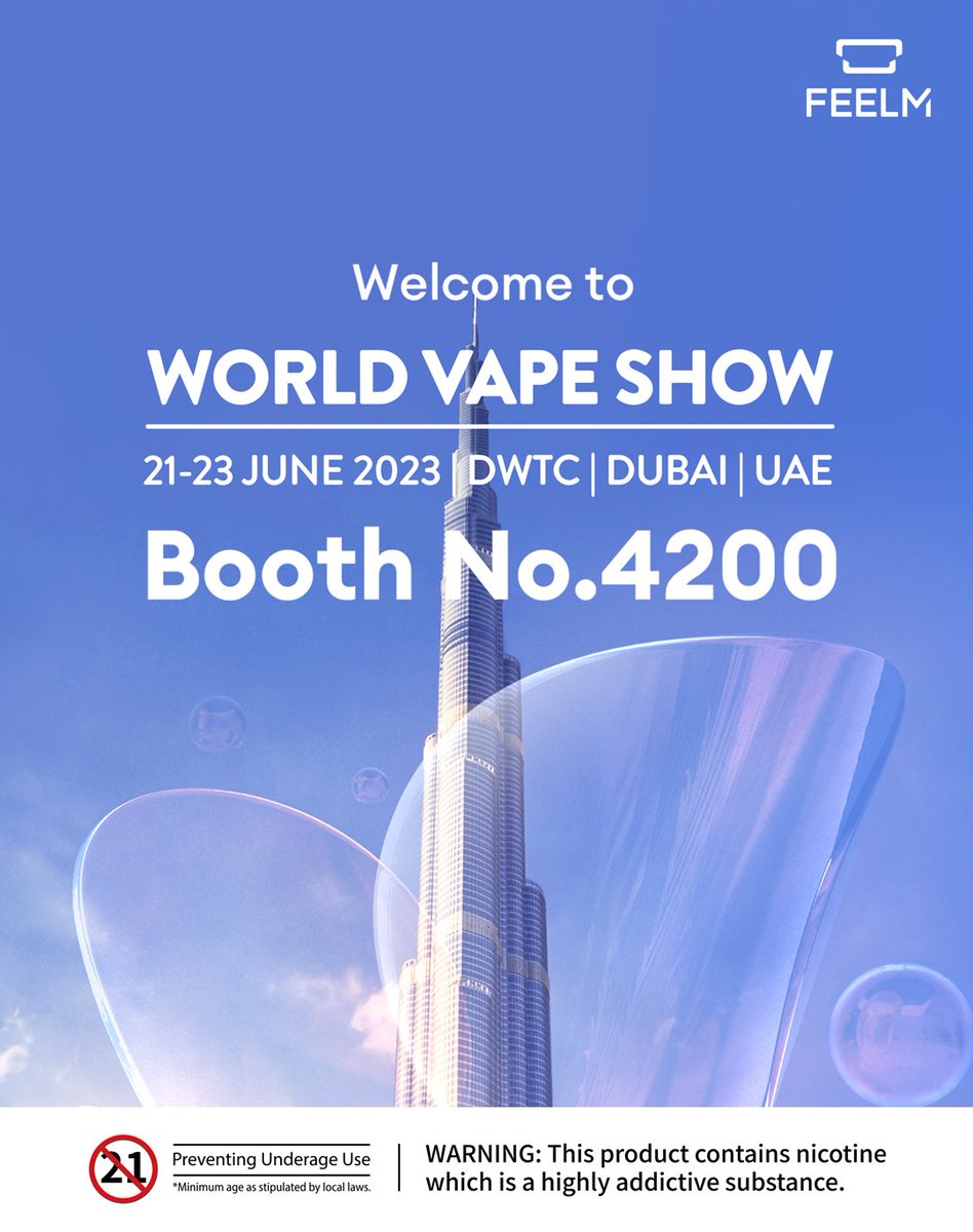 World Vape Show @worldvapeshow Dubai, we are coming.

21-23 June, Dubai World Trade Centre

See you guys at Booth 4200😎😎😎

#feelm #feelmmax #vape #vapeshow #wvs #worldvapeshow #worldvapeshowdubai