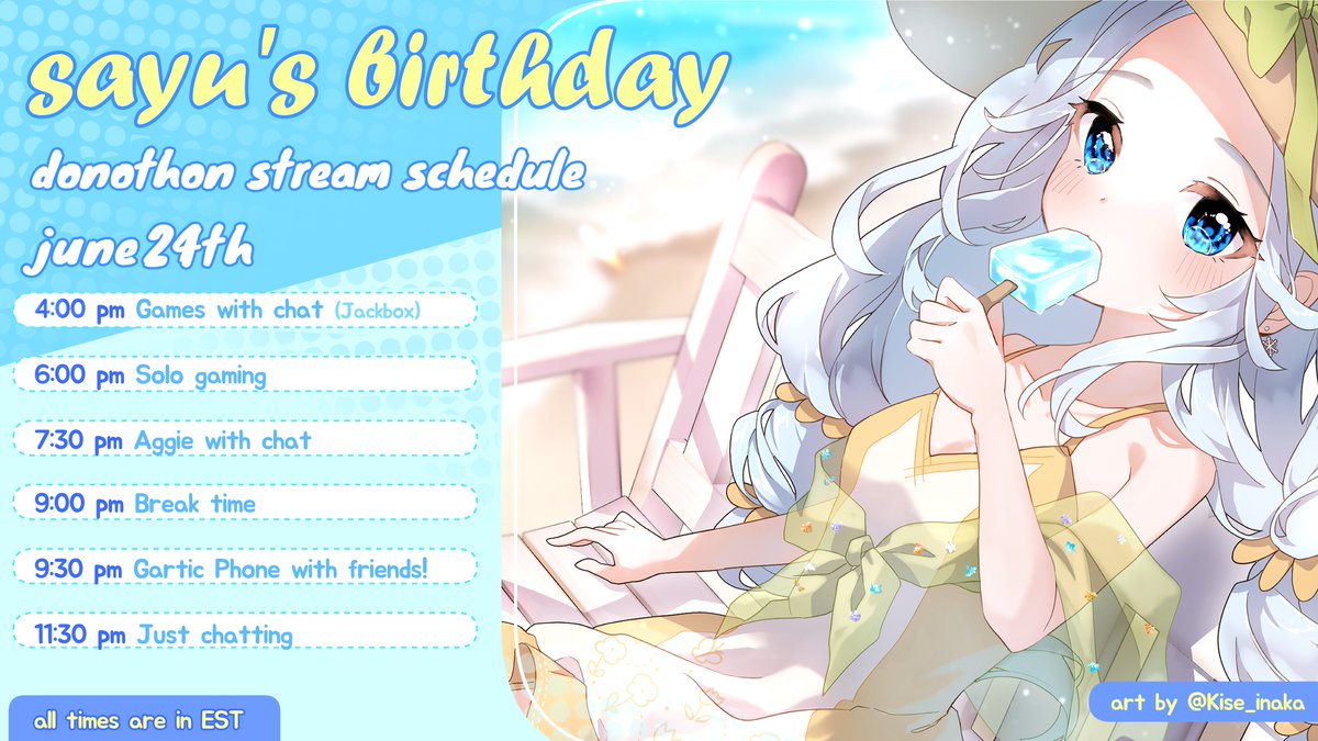 🎂🌼 Sayu's Birthday Donothon 🌼🎂

Come celebrate my birthday with me!! (〃'▽'〃)੭♡‧₊˚

When: Saturday, June 24th @ 4:00 PM EST

▼▼ READ BELOW FOR REWARDS & INCENTIVES ▼▼
