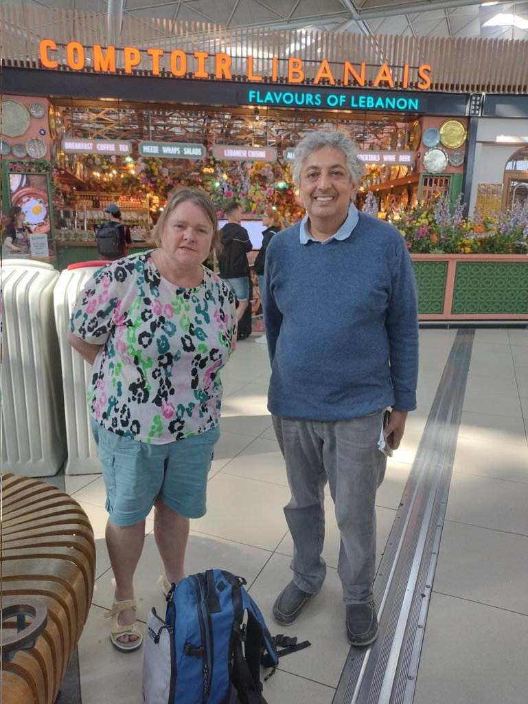 @JasSangha101 and Jo Fox at the airport.  Hurrah.  We are nearly off to Porto for our presentation at ECSWE.