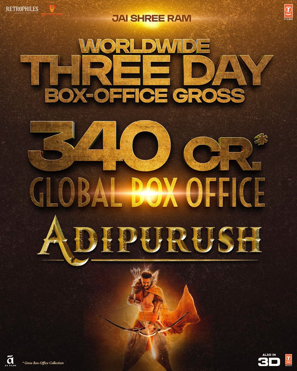 #Adipurush reached 340Cr gross within 3 days 💥💥🙏🔥

#Prabhas