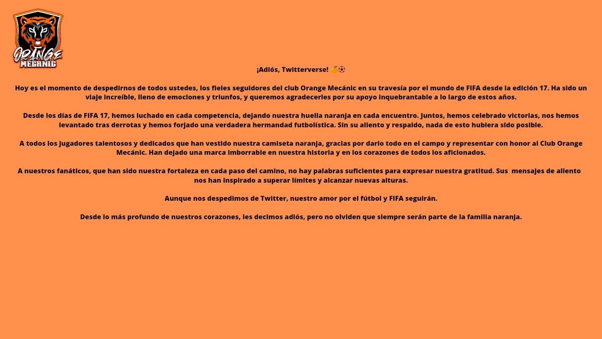 ¡Hasta la próxima, Twitter! 🍊⚽️ 🎮
#OrangeMecánicForever #FIFA17toFIFA23
