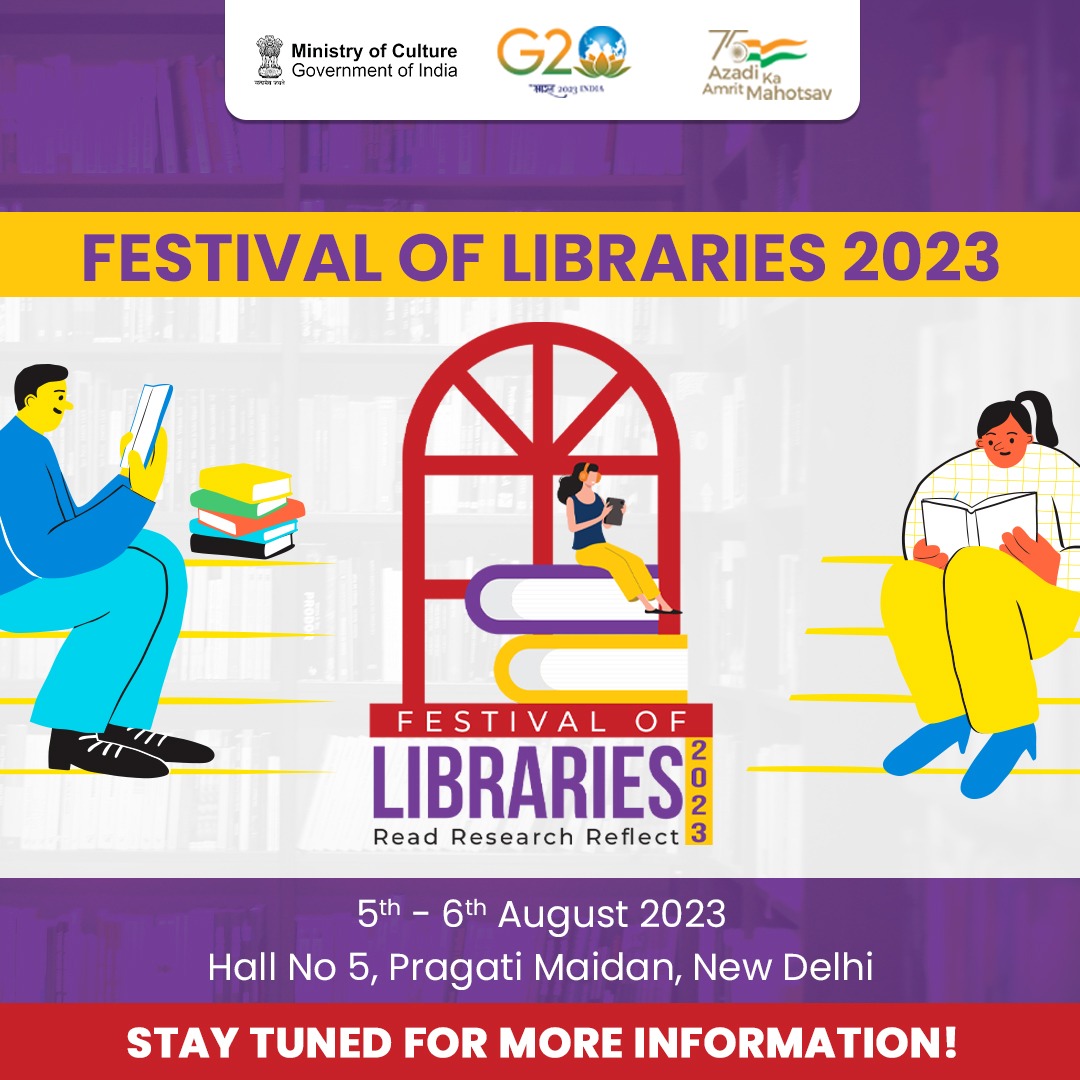 On #NationalReadingDay, we are happy to announce #FestivalofLibraries2023. The 2-day event will promote conversations on development of libraries in India &fostering a #readingculture through panel discussions & community engagement. 

Stay tuned!

#FoL2023 #AmritMahotsav