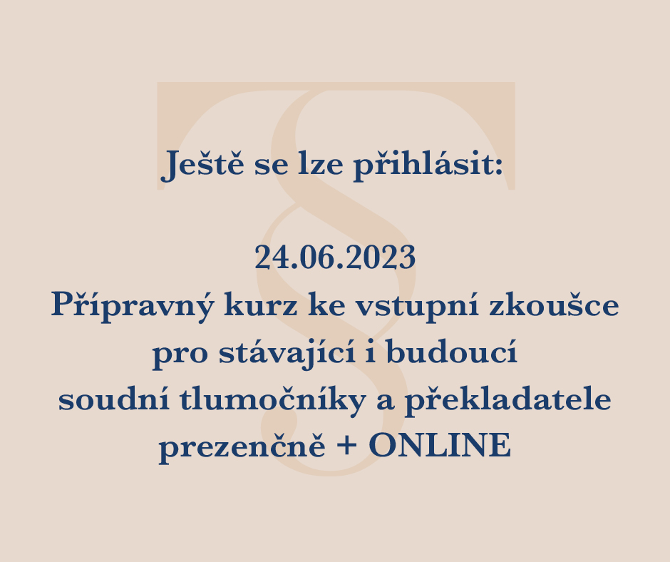 kst_cr's tweet photo. V sobotu 24. 6. 2023 pořádáme v Praze i online přes Zoom "Přípravný kurz pro zájemce o absolvování vstupní zkoušky pro stávající i budoucí soudní tlumočníky a překladatele", více zde: https://t.co/fZFVSMySwN https://t.co/kU5nNYZBF8