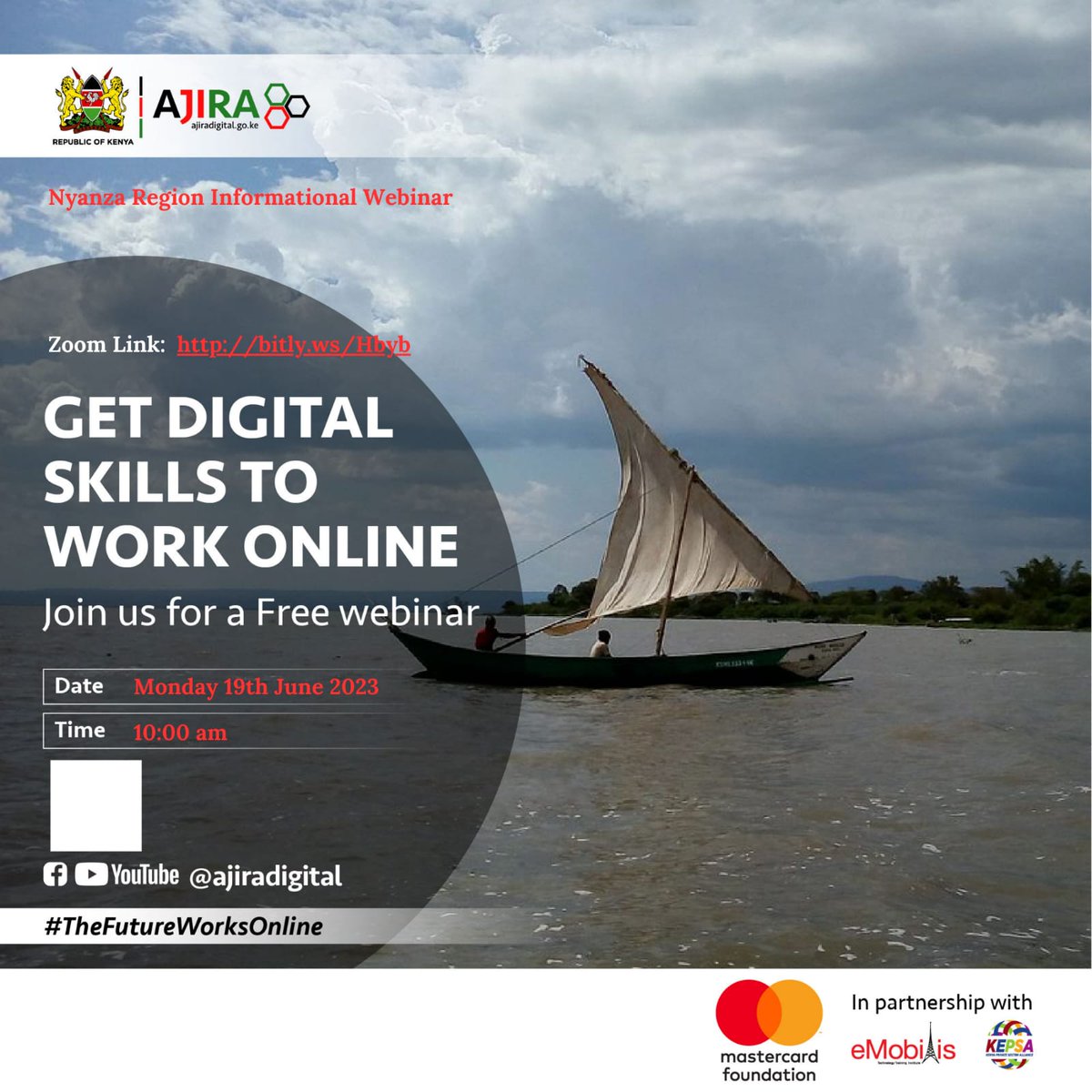 AllanAguko's tweet photo. Are you thinking about getting into freelancing but wondering how start? On Monday 19th June 2023 at 10:00 a.m, Ajira Digital will be holding an informational webinar. You will learn about the available training opportunities. 
https://t.co/PknD4lrIGf
Don't miss out. https://t.co/EPZIZmWDGC