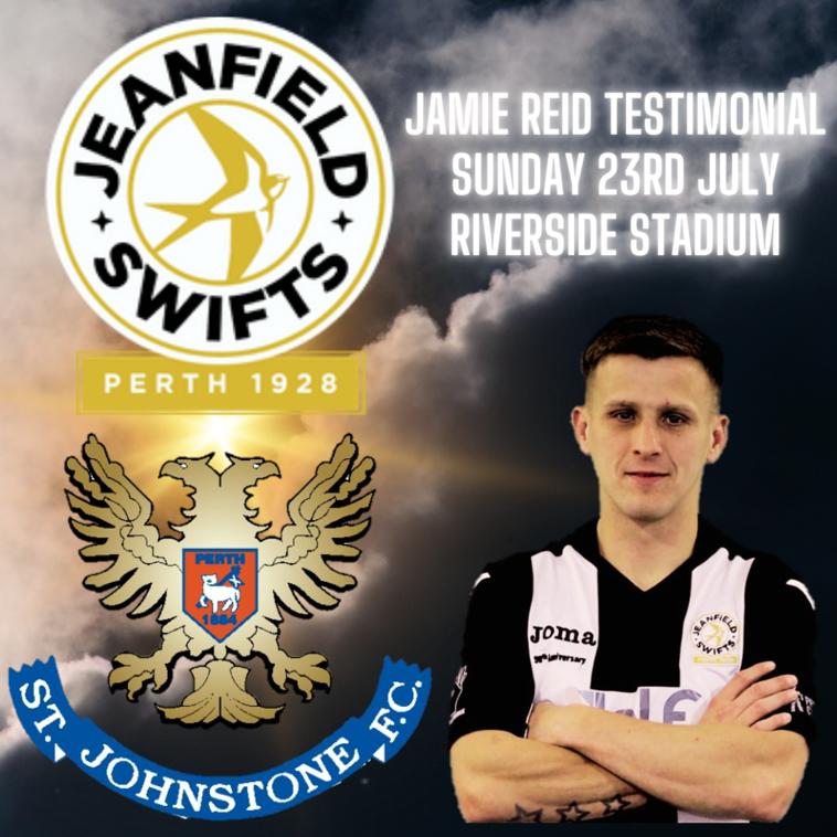 Jeanfield Swifts FC (@jeanfieldsfc) on Twitter photo The club is delighted to announce that a Swifts XI will take on <a href="/StJohnstone/">St. Johnstone FC</a> Development squad in a testimonial match for Swifts defender <a href="/jamiereido2/">Jamie Reid</a> on Sunday 23rd July
Kick off at the Riverside is 1pm
More details to follow The club is delighted to announce that a Swifts XI will take on <a href="/StJohnstone/">St. Johnstone FC</a> Development squad in a testimonial match for Swifts defender <a href="/jamiereido2/">Jamie Reid</a> on Sunday 23rd July
Kick off at the Riverside is 1pm
More details to follow
