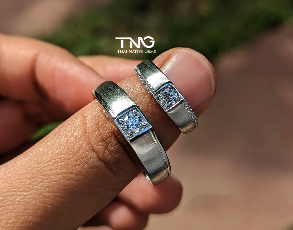 gems_bangkok's tweet image. Thanks, Daniel for custom making yours &amp;amp; your financée's diamond wedding bands.

Both rings are set with GIA certified, D-VVS1, Triple EX Center Diamond in 18K WG.

Also, both have 'Laser inscription inside' to give them a more 'personal' touch.

#matchingband #weddingrings
