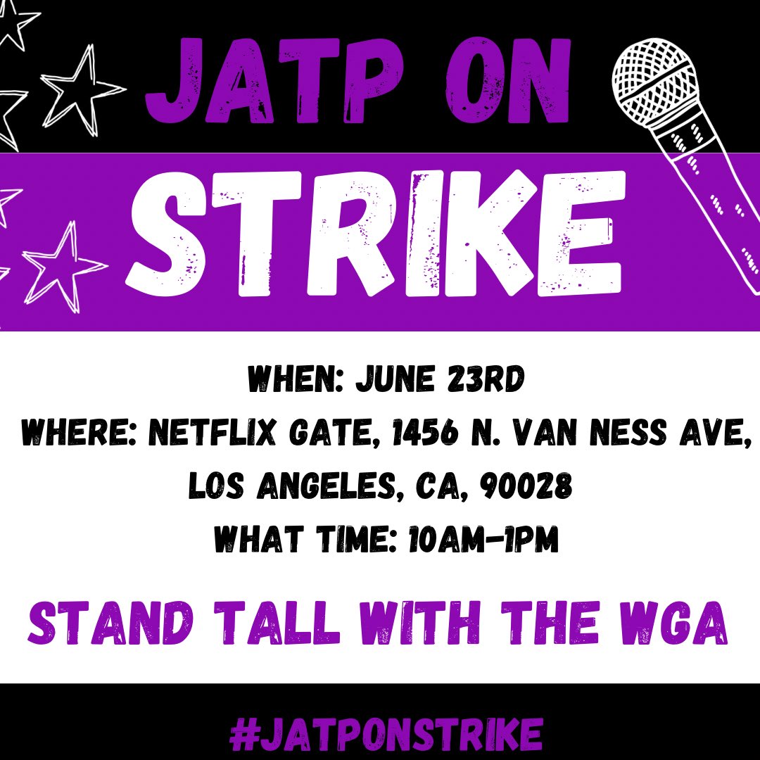 adultfantomjatp's tweet photo. ✨ JATP ON STRIKE ✨

It’s now or never to stand tall for a strike so there’s no unfinished business! 

Join the WGA on June 23rd for a JATP themed strike 🪧 

#JATPONSTRIKE #JulieAndThePhantoms #JATP https://t.co/gO869mpOcb