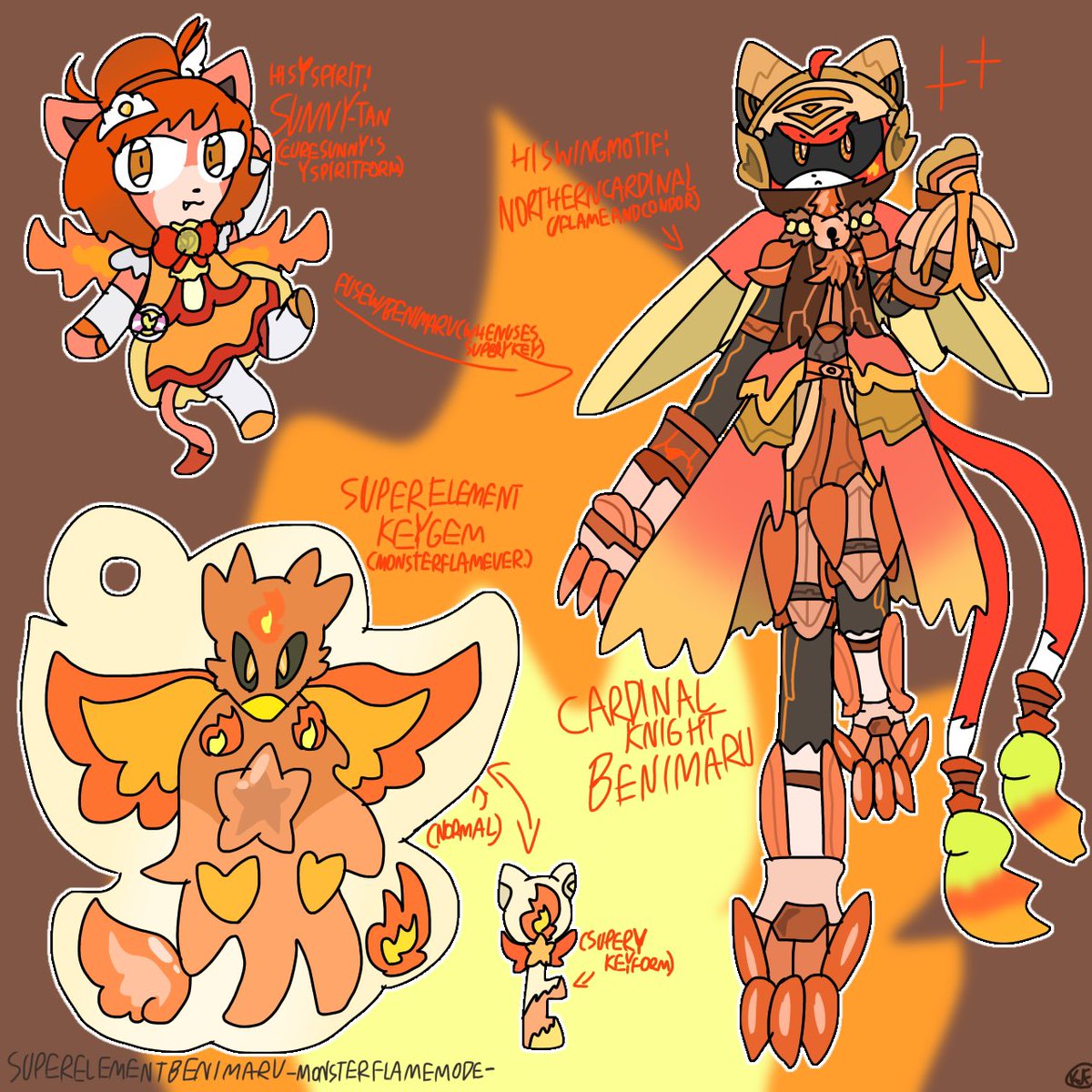 GodofMai's tweet photo. Oooooohhhh!! Kengo Benimaru Has Awoken with Super Elemental Form of Monster Flames! He was Called “Cardinal Knight Benimaru”! And His Y-Spirit is Sunny-Tan (Cure Sunny’s Y Spirit Form)
#スマプリ #妖怪学園Y #Copyability #ElementalForms #ElementalPowers #妖魔人 #Crossover #Mashup https://t.co/loJKH6XLai