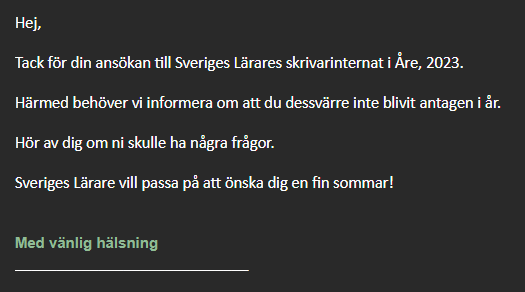 anru_'s tweet photo. Ligger bra till i tävlingen "flest avslag vinner"🙃😀. https://t.co/0WQv2y7IJb
