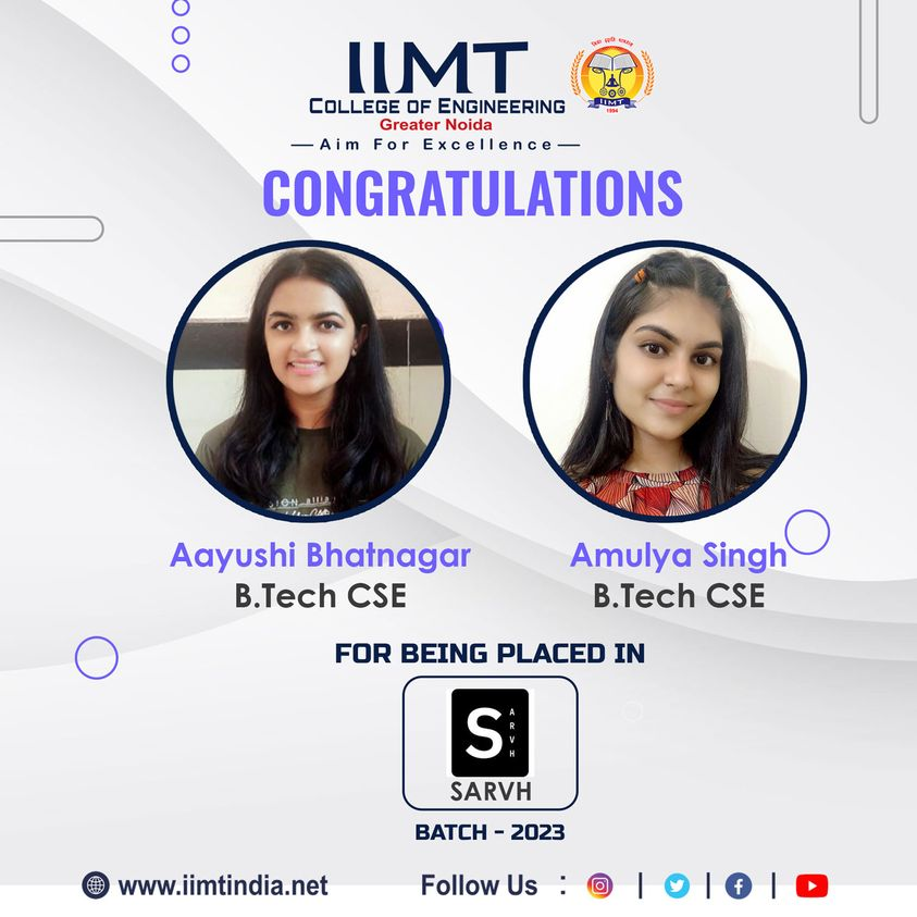 iimtnoida's tweet photo. We extend our heartfelt congratulations to both students who have secured this incredible opportunity to start their careers with such a distinguished organization!
https://t.co/UOh7RIbr6l
Call us: 9520886860
#IIMTIndia #iimtgroupofcolleges #BTechCS #ManagementCollege
#IIMTIndia https://t.co/HZY5OWBfaK