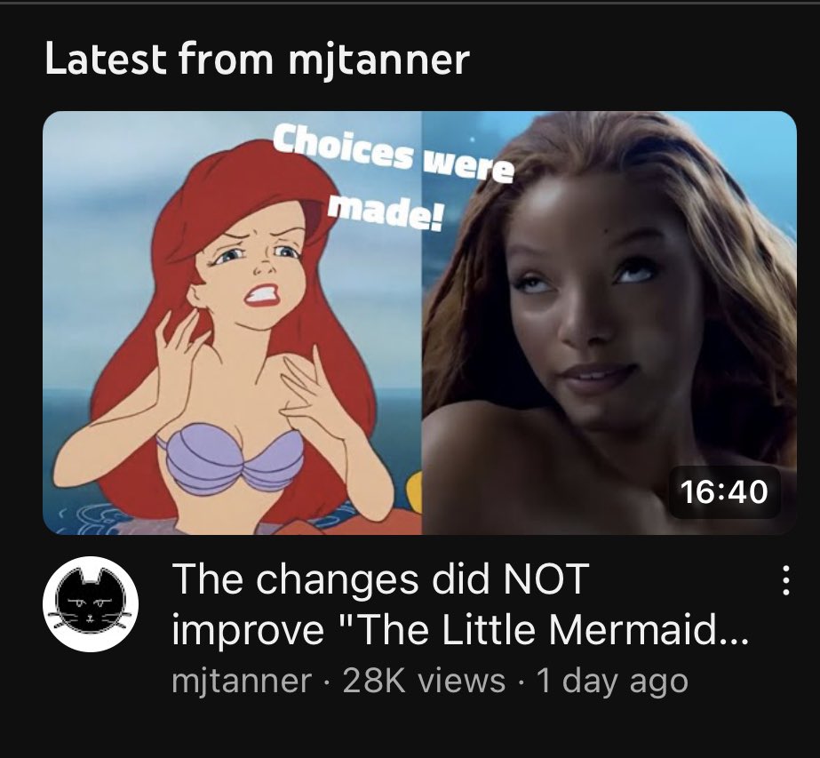 This thumbnail is really not it. The combination of the OG Ariel image (which was used a lot in hate campaigns against Halle) and the CLEARLY candid screenshot of Halle, is so obviously made to frame her negatively