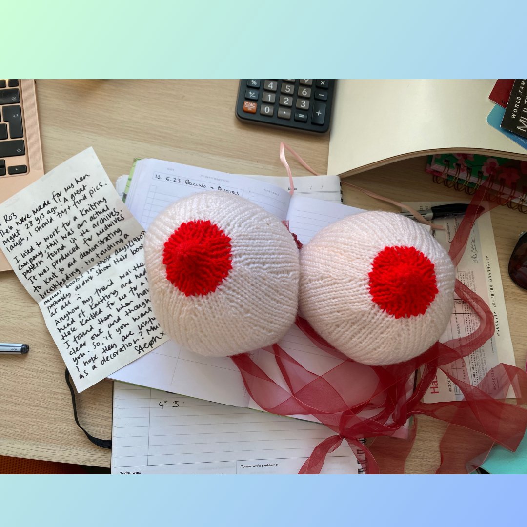 Rosamund (@rosmcfadden) on Twitter photo Pretty normal thing to find on my desk! A little gift from <a href="/stephthann/">steph thannhauser</a> Made from a vintage 1960's knitting pattern for midwives to teach about breastfeeding. I will add these to my collection.
#knittedboobs
#lactationconsultant
#designer
#MumPod
#MyPod
#lactationpods Pretty normal thing to find on my desk! A little gift from <a href="/stephthann/">steph thannhauser</a> Made from a vintage 1960's knitting pattern for midwives to teach about breastfeeding. I will add these to my collection.
#knittedboobs
#lactationconsultant
#designer
#MumPod
#MyPod
#lactationpods