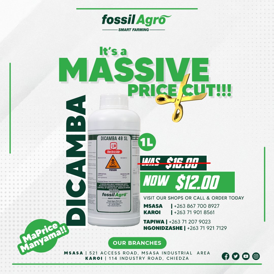 fossil_agro's tweet photo. The Price Slash Continues!!!

Get your Agro Chemicals from Your Smart Farming Partner Today!!

#fossilagro #smartfarming #hakunamatata #mapricemanyama #massivepricecut #happymonday https://t.co/CK4e7wegkb