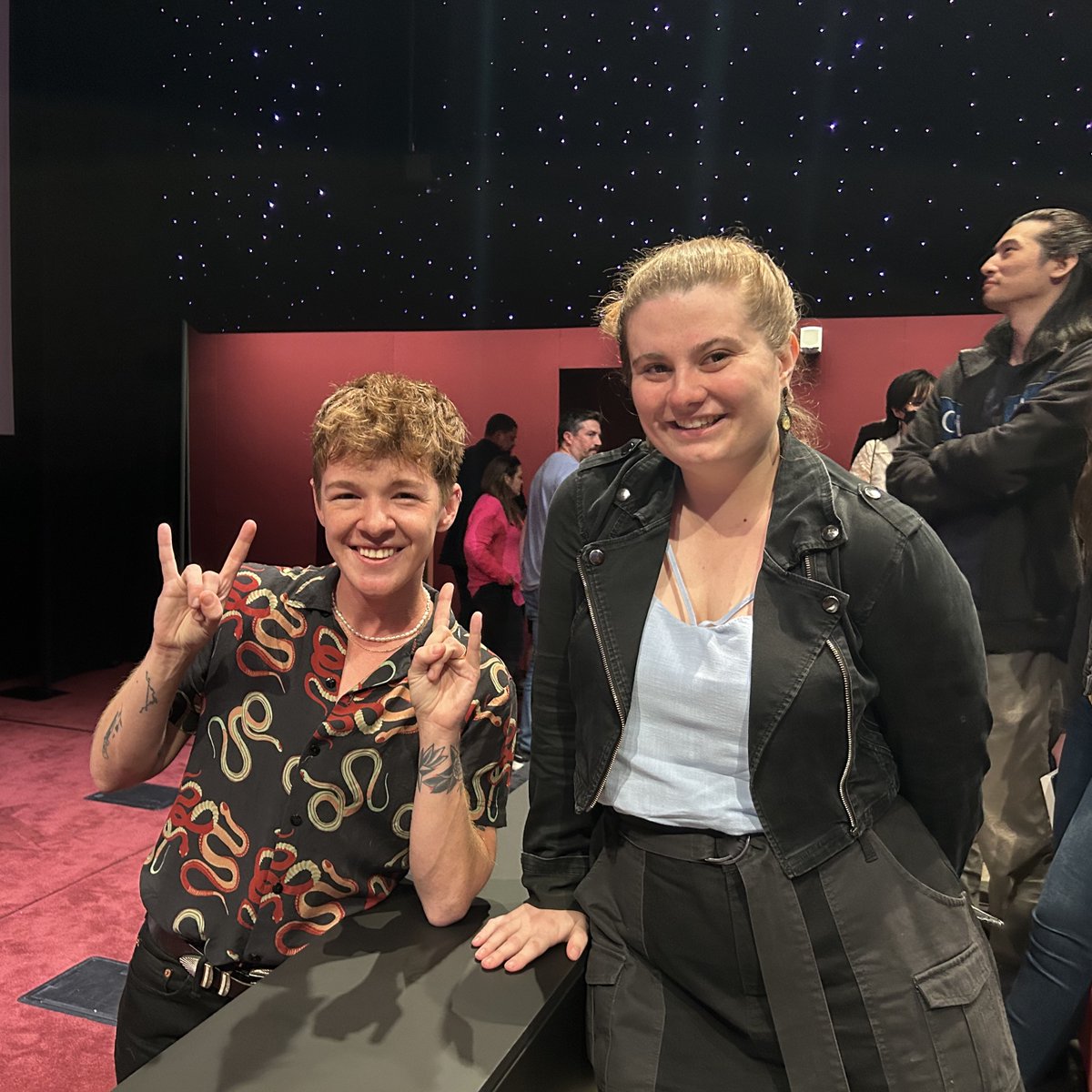 This weekend I got to go to a screening of #NIMONA for <a href="/wia_animation/">WIA</a> hosted by Netflix! It was an honor to meet ND Stevenson,<a href="/Gingerhazing/">ND Stevenson</a>, in person and ask him TWO questions! 🥰You can tell that I cried by how puffy my face is😝See Nimona when it comes to Netflix on June 30!