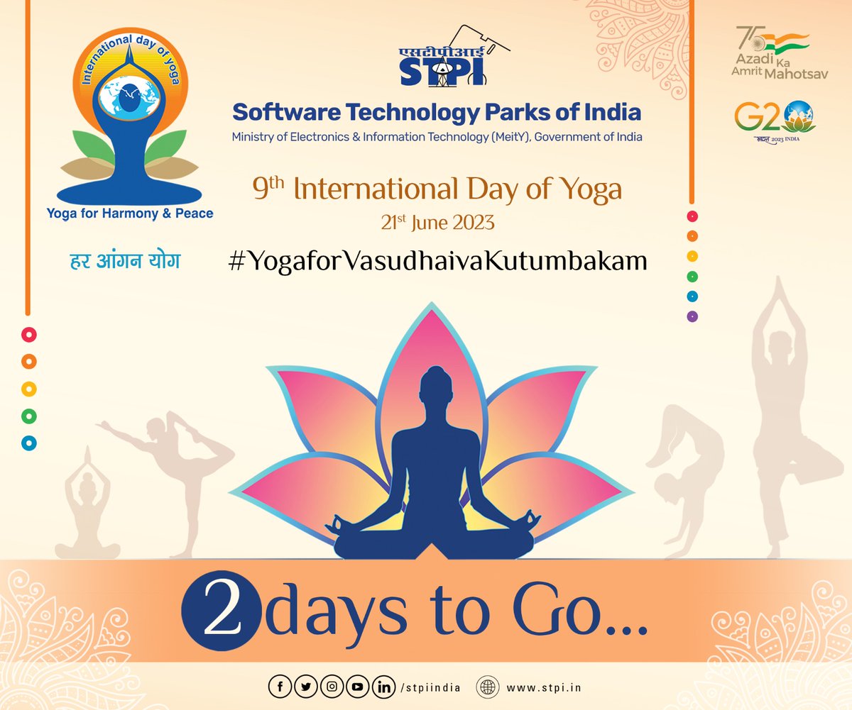 With just 2 days remaining to the big occasion of International Day of Yoga, let’s take a pledge to make Yoga a way of life.
#YogaforVasudhaivaKutumbakam
#HarAnganYoga
#YogaBharatMala